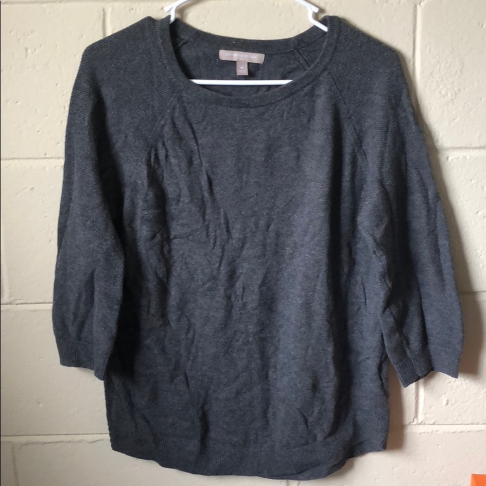 Gray 3/4 Length Sleeve Lightweight Sweater